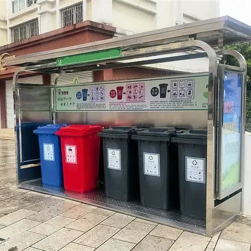 最环保的不锈钢（最结实的不锈钢）更美观、更坚固、更耐用，不锈钢垃圾分类亭，垃圾分类亭，(图1)